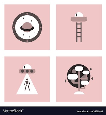 Set of icons space equipments on color background vector image