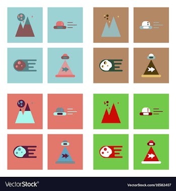 Set of icons space equipments on color background vector image