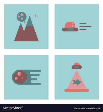 Set of icons space equipments on color background vector image