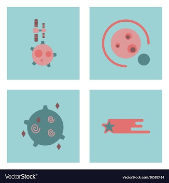 Set of icons space equipments on color background vector image