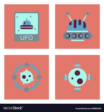 Set of icons space equipments on color background vector image