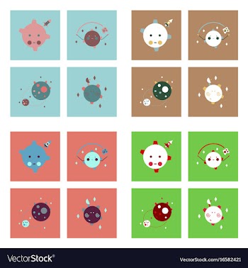 Set of icons space equipments on color background vector image