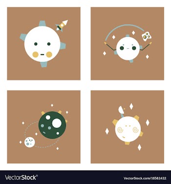 Set of icons space equipments on color background vector image