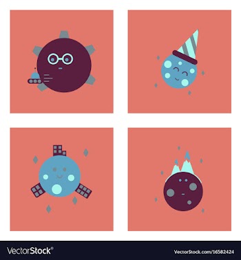 Set of icons space equipments on color background vector image