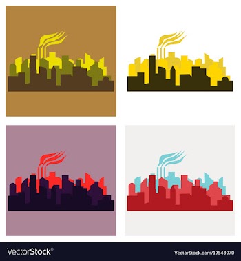 Set of icons - the silhouette of the city in a vector image