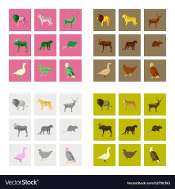 Set of in flat style animals vector image