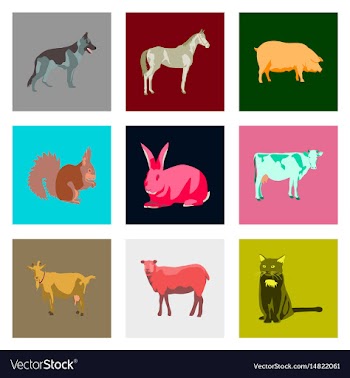 Set of in flat style animals vector image