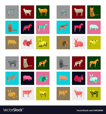 Set of in flat style animals vector image
