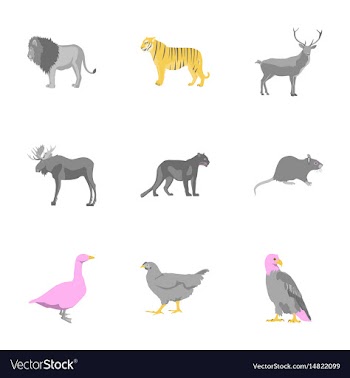 Set of in flat style animals vector image