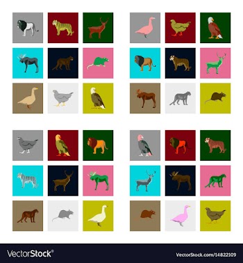 Set of in flat style animals vector image