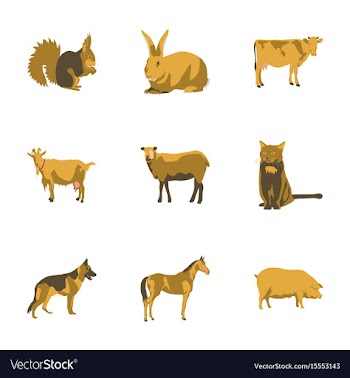 Set of in flat style animals vector image