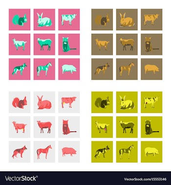 Set of in flat style animals vector image