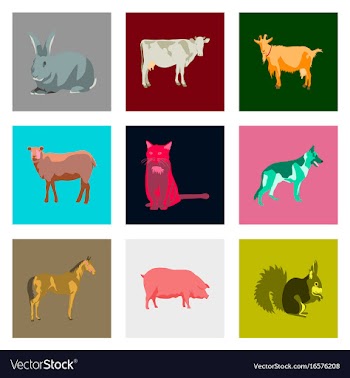 Set of in flat style animals vector image