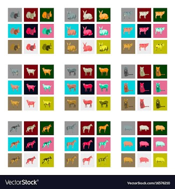 Set of in flat style animals vector image