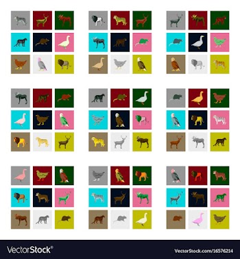 Set of in flat style animals vector image