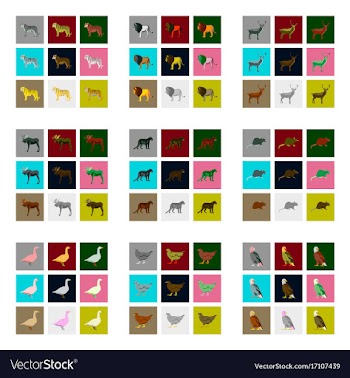 Set of in flat style animals vector image
