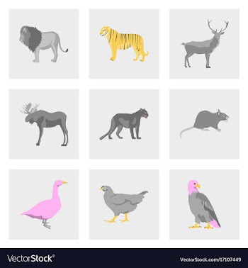 Set of in flat style animals vector image