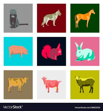 Set of in flat style animals vector image