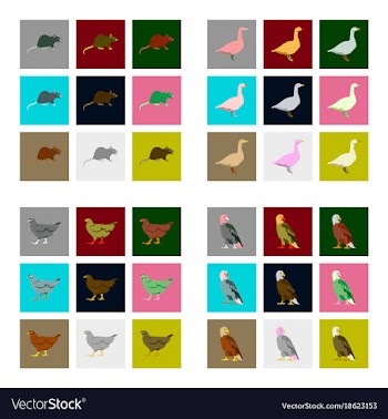 Set of in flat style animals vector image