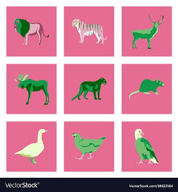 Set of in flat style animals vector image