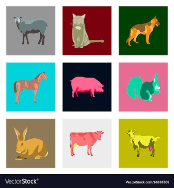 Set of in flat style animals vector image