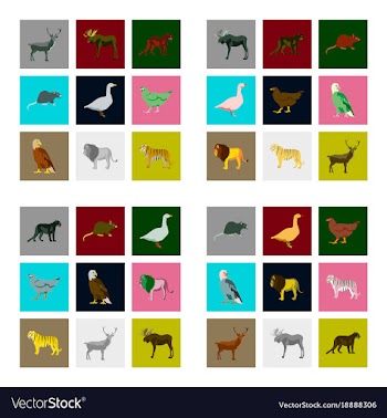 Set of in flat style animals vector image