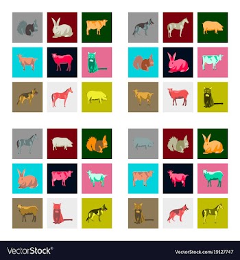 Set of in flat style animals vector image