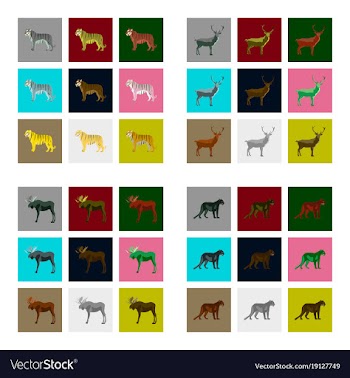 Set of in flat style animals vector image