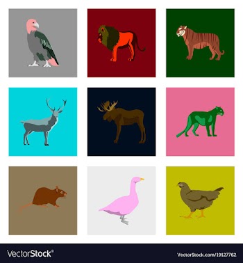 Set of in flat style animals vector image