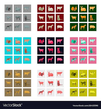 Set of in flat style animals vector image