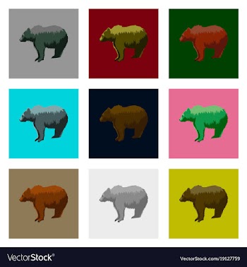 Set of in flat style bears vector image