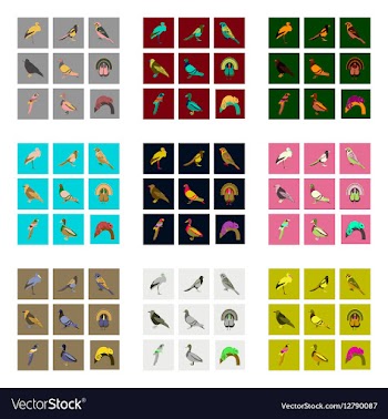 Set of in flat style birds vector image