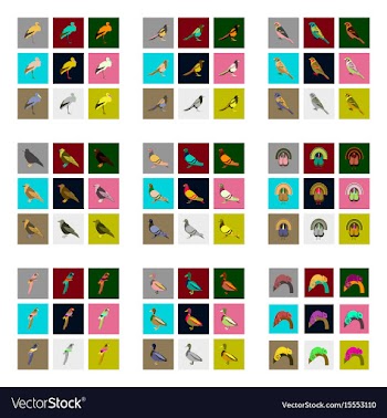 Set of in flat style birds vector image