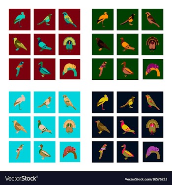 Set of in flat style birds vector image