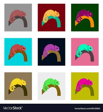 Set of in flat style chameleon vector image