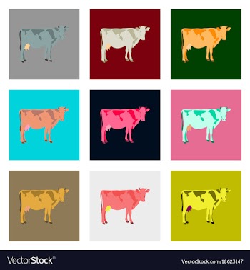 Set of in flat style cow vector image