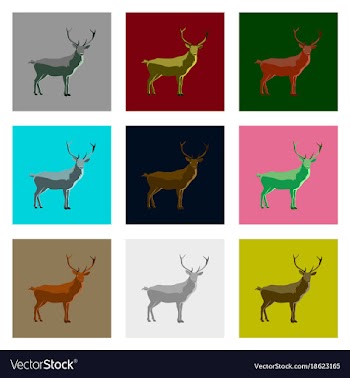 Set of in flat style deer vector image