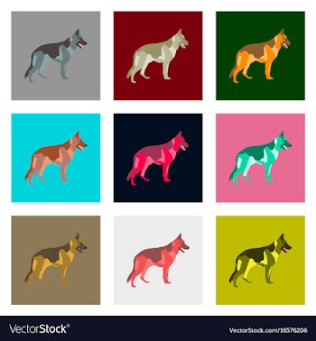 Set of in flat style german shepherd vector image