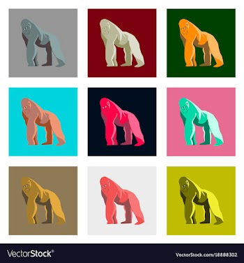 Set of in flat style gorilla vector image