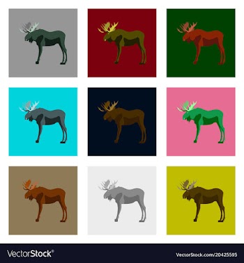Set of in flat style moose vector image