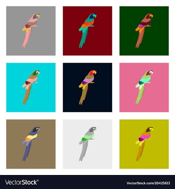 Set of in flat style parrot vector image