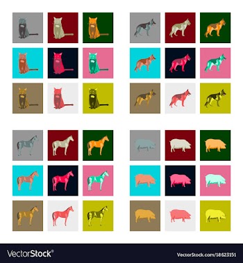 Set of in flat style pig horse cat german shepherd vector image