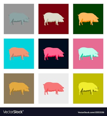 Set of in flat style pig vector image