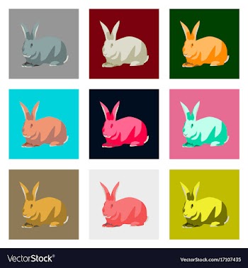 Set of in flat style rabbit vector image
