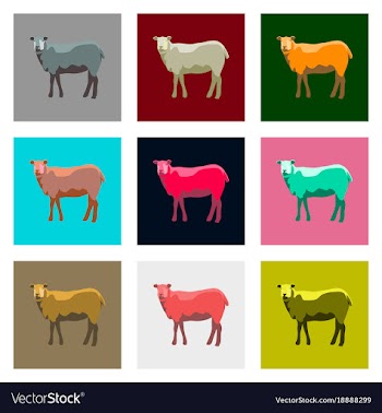 Set of in flat style sheep vector image