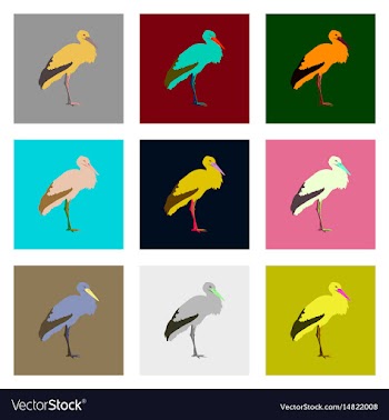 Set of in flat style stork vector image