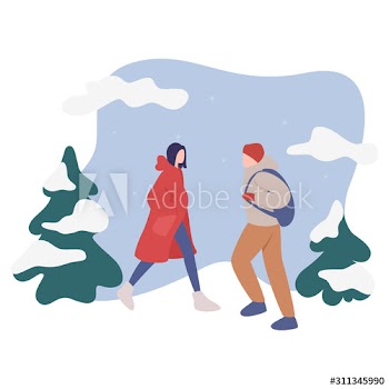 Set of isolated vector illustration of people wearing warm winter clothes
