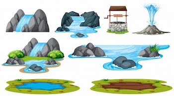 Set of isolated water element Free Vector
