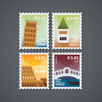 Set of italy postage stamps