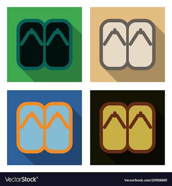 Set of japanese wooden shoes with an ornament on vector image